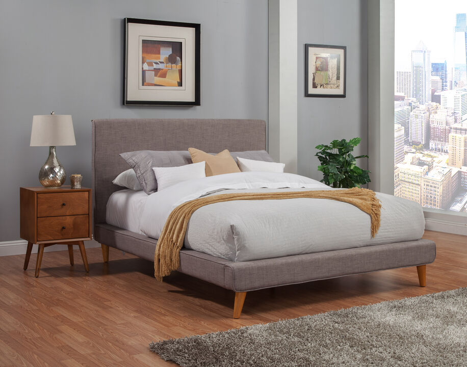 Britney Queen Upholstered Platform Bed, Dark Grey