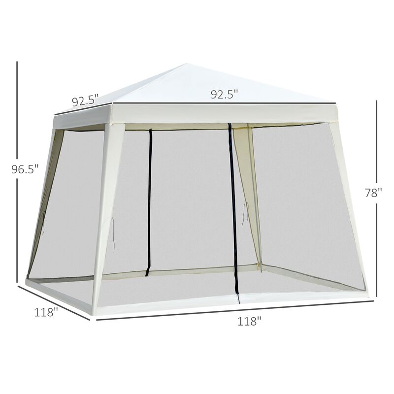 Beige Patio Sanctuary: 10x10 Outdoor Canopy Tent with Mesh Walls