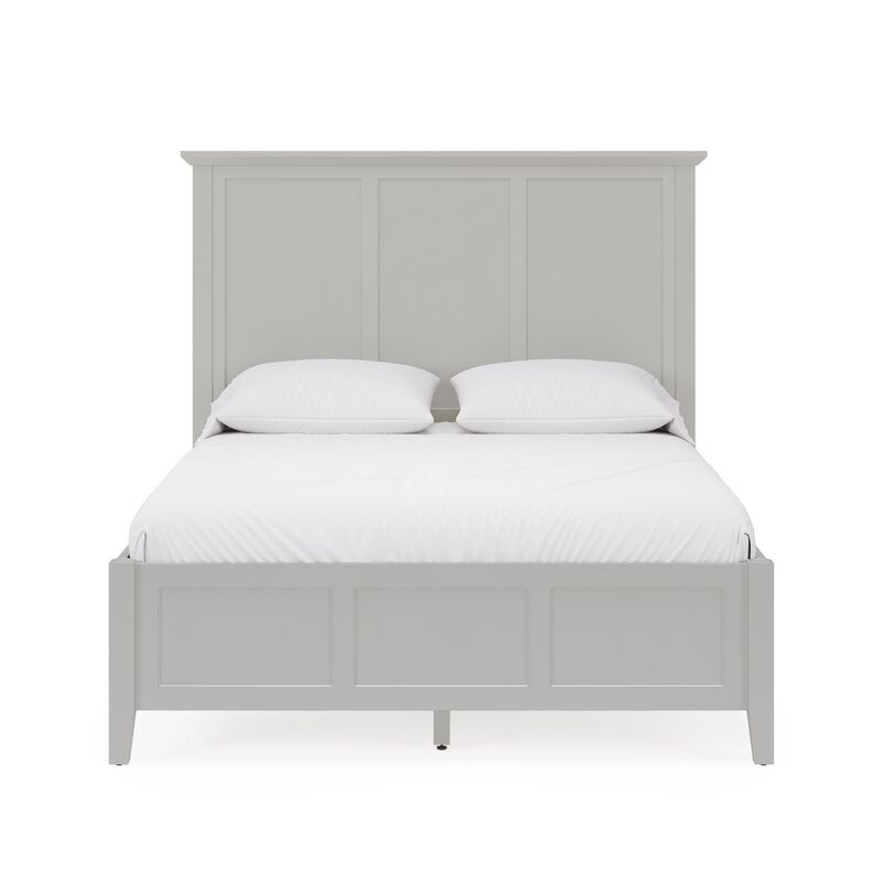 Fritz California King Bed, Three Panel Design, Beveled Top, Gray Solid Wood - Benzara
