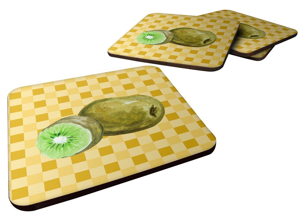 Caroline's Treasures Kiwi on Basketweave Decorative coasters, 3.5, Multicolor