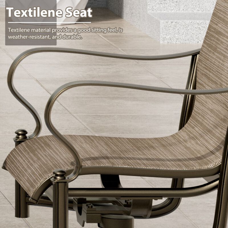 Mondawe Outdoor Cast Aluminum Swivel Rocking Chair with Textilene Seat and High Back (Set of 2)