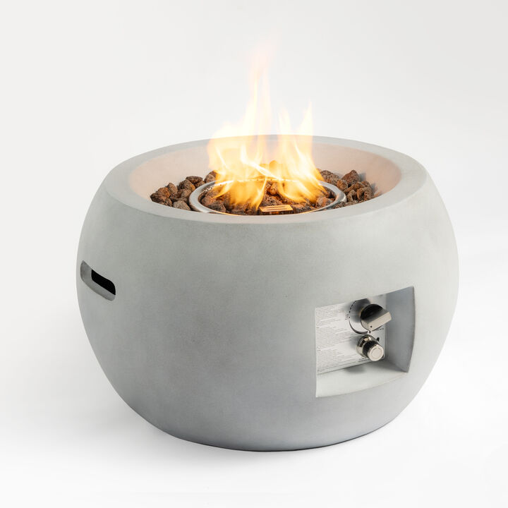 Outdoor Propane Fire Pit Table,Compact Streamlined modern 20-inch,Round Graphite Base with waterproof cover,Free Lava Rocks