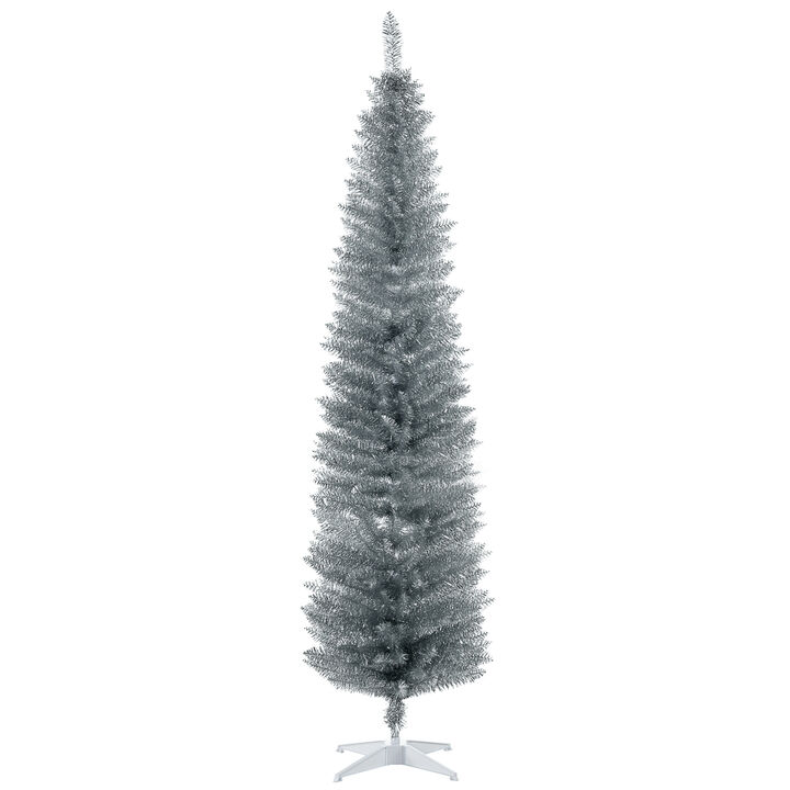 HOMCOM 7' Artificial Pencil Christmas Tree, Slim Xmas Tree with 499 Branch