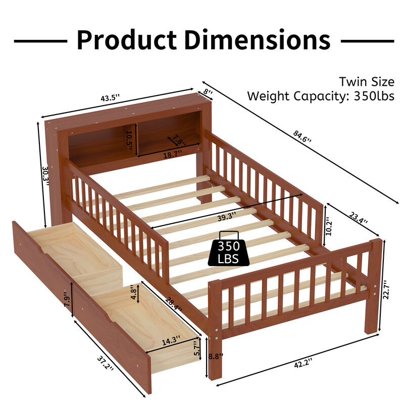 Merax Platform Bed with Headboard Storage Rack
