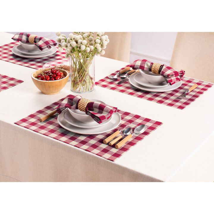 Solino Home 100% Pure Linen Cloth Napkins 20 x 20 Inch Set of 4 Dinner Napkins | Morgan Check