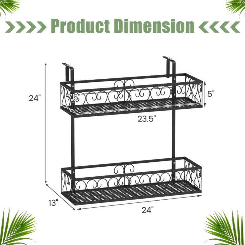 Hivvago Flower Pot Holder with Adjustable Hooks and 2 Planter Baskets