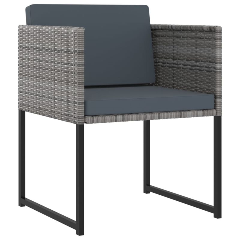 vidaXL 9 Piece Garden Dining Set with Cushions Poly Rattan Gray