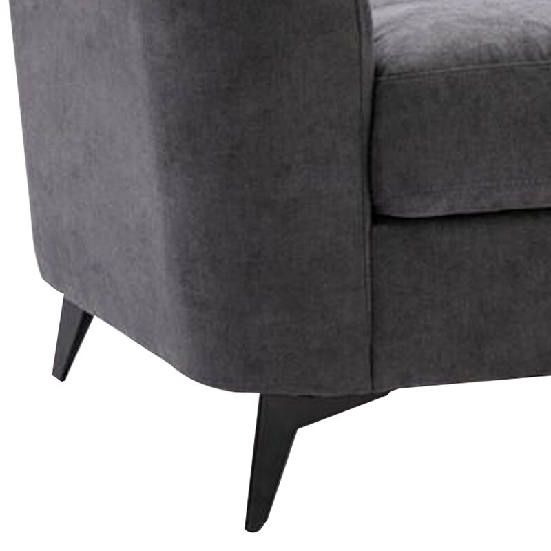 Odin 60 Inch Modern Loveseat with Tufted Cushions, Metal Frame, Gray Velvet-Benzara
