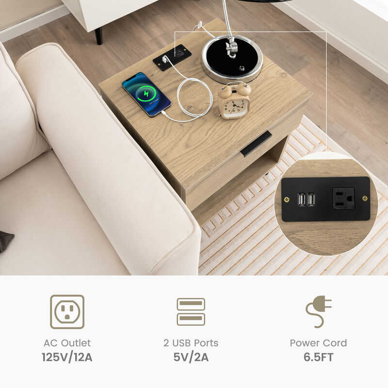 Modern Nightstand with Charging Station