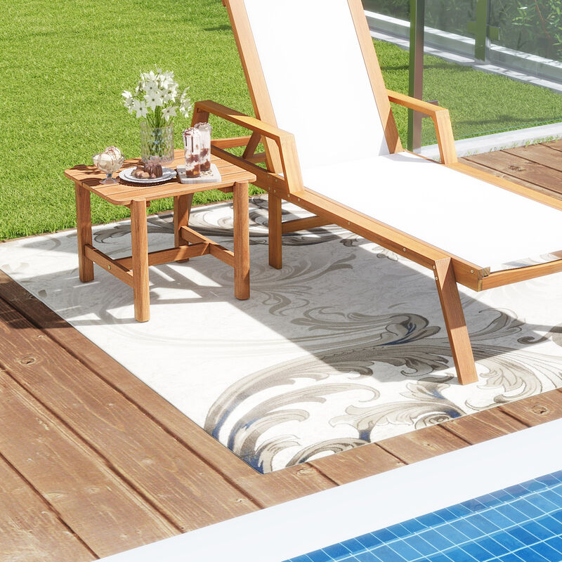 Patio Side Table with Slatted Top for Yard, Garden & Outdoor Spaces