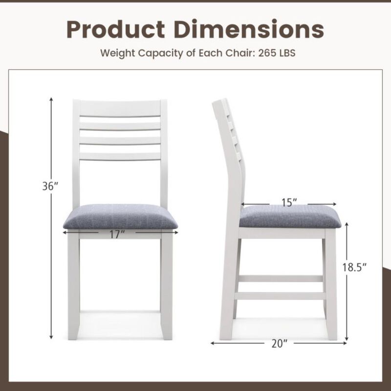 Hivvago Wooden Dining Chair Set of 2 with Rubber Wood Frame and Padded Cushion