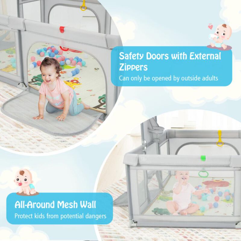Hivvago Large Baby Playpen with Mat and Ocean Balls