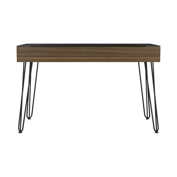 DEPOT E-SHOP Arizona 120 Drawer Desk, Four Legs, One Drawer, Mahogany