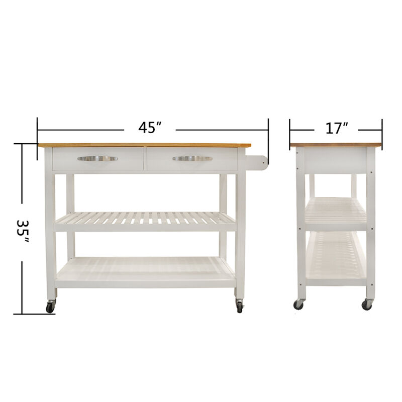 Streamdale Mobile Kitchen Island with Rubberwood Top