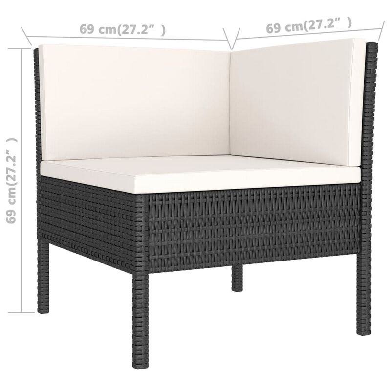 Doja 3pc Outdoor Loveseat and Coffee Table Set, Black Rattan, White - Benzara