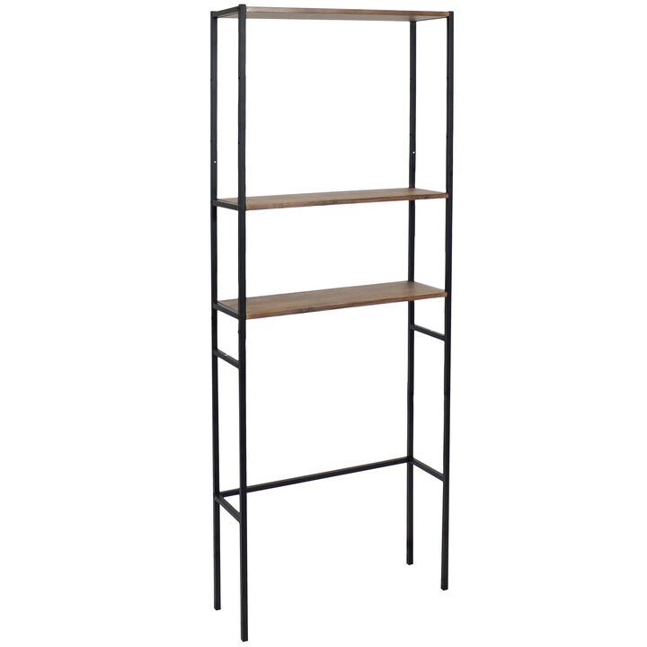 Sunnydaze 3-Tier Over-the-Toilet Bathroom Storage Shelf - 71-Inch - Teak Sunnydaze 3-Tier Over-the-Toilet Bathroom Storage Shelf-71"