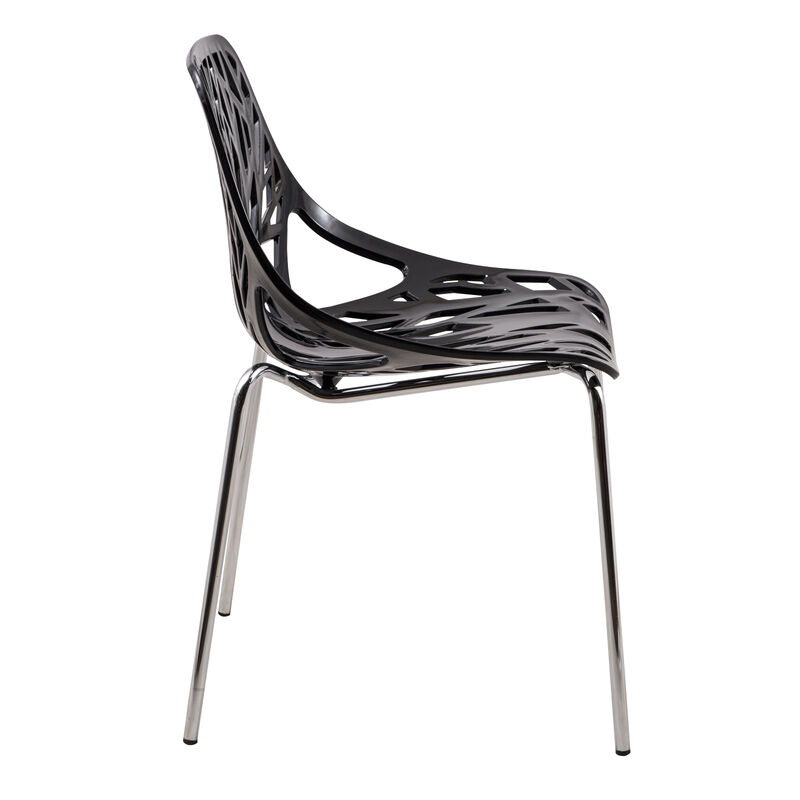 LeisureMod Modern Asbury Dining Chair w/ Chromed Legs