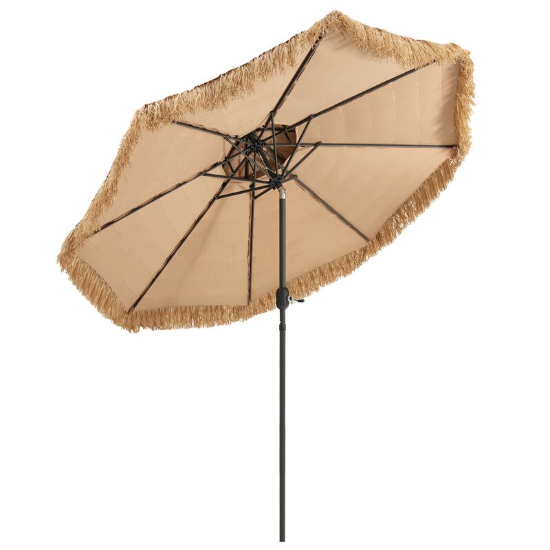 9-Foot Thatched Tiki Umbrella with 8 Sturdy Ribs for Backyard and Patio