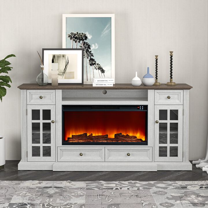 FESTIVO Modern TV Stand with Electric Fireplace - Fits TVs Up to 78 Inches