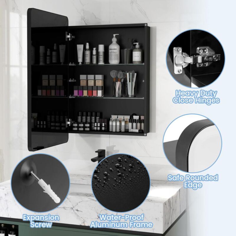 Hivvago 20 x30 Inch Multi-Functional Bathroom Mirror Cabinet with Adjustable Shelves