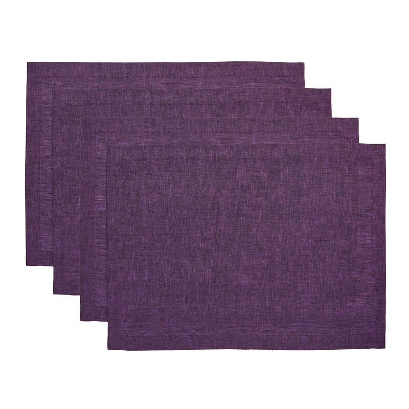 Solino Home 100% Pure Linen 14 x 19 Inch Placemats Set of 4 | Athena