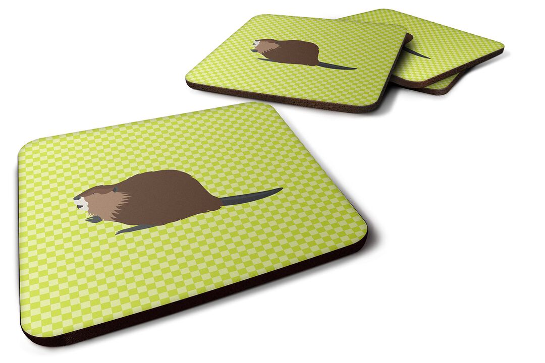 Caroline's Treasures Eurasian Beaver Green Decorative coasters, 3.5, Multicolor