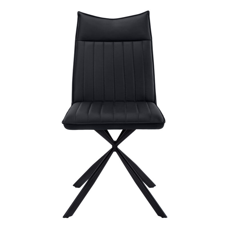 Monarch Specialties I 1215 Dining Chair, Set Of 2, Side, Upholstered, Kitchen, Dining Room, Pu Leather Look, Metal, Black, Contemporary, Modern