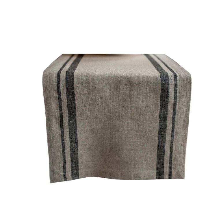 Solino Home 100% Pure Linen Table Runner | French Stripe for Spring & Easter