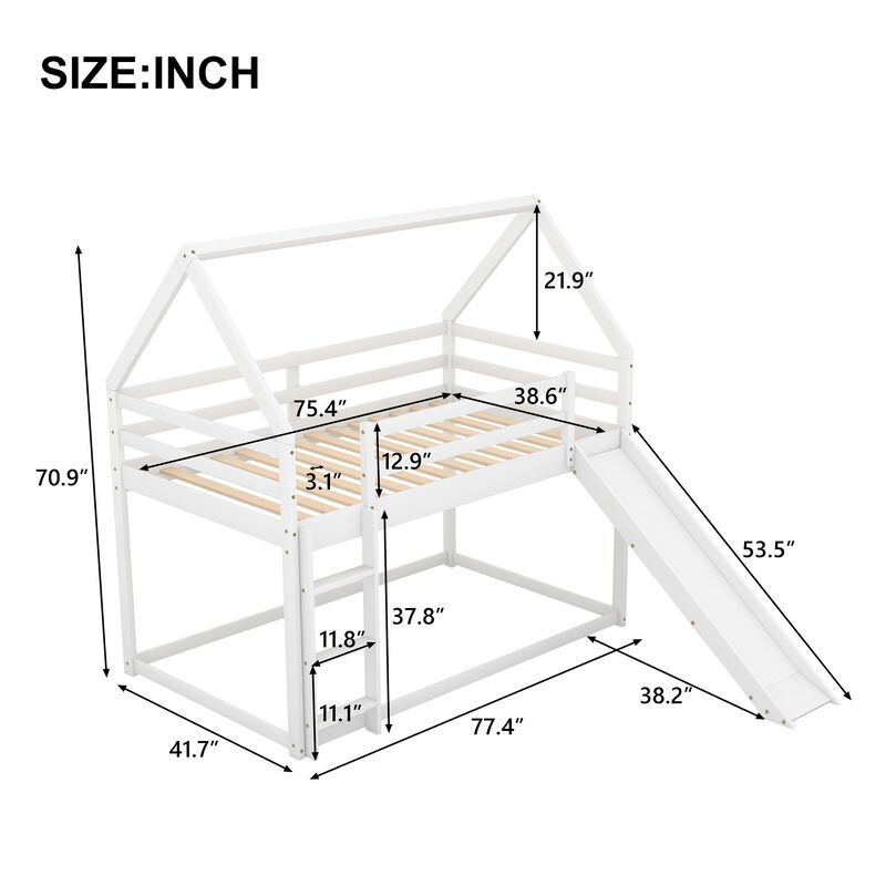 Merax Twin Size Bunk House Bed with Slide and Ladder.