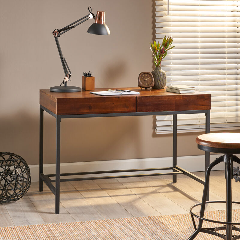 Industrial Acacia Wood Storage Desk Durability and Style Combined