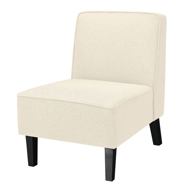 Single Fabric Modern Armless Accent  Sofa Chair with Rubber Wood Legs