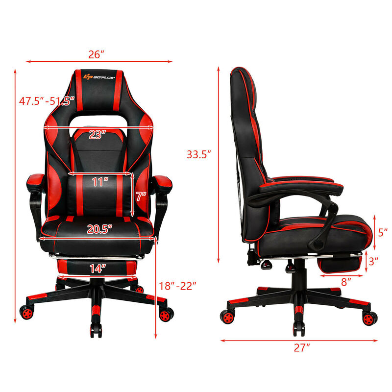 Goplus Massage Gaming Chair Reclining Racing Computer Office Chair with Footrest White