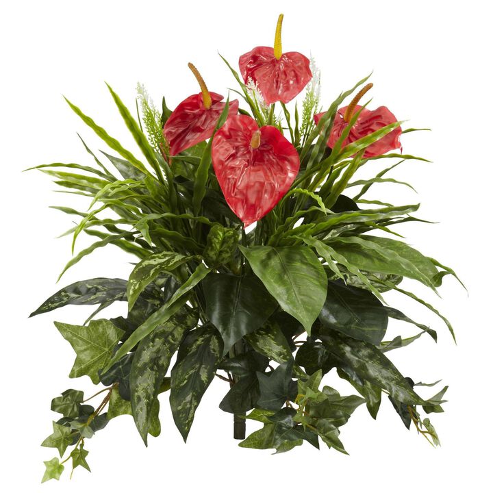 Nearly Natural 24-in Mixed Anthurium Artificial Plant (Set of 2) Nearly Natural 24-in Mixed Anthurium Artificial Plant (Set of 2)