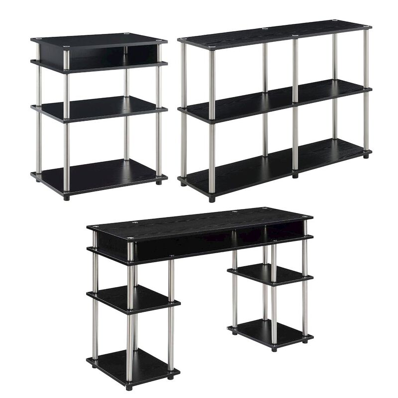 Convenience Concepts Designs2Go No Tools Desk, Printer Stand, and Console Table Set