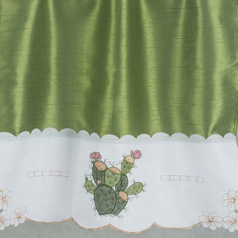 RT Designer's Collection 3 Piece Set Adds Charm Any Kitchen Decor Monarch Cactus Kitchen Curtain 52" x 18" Sage
