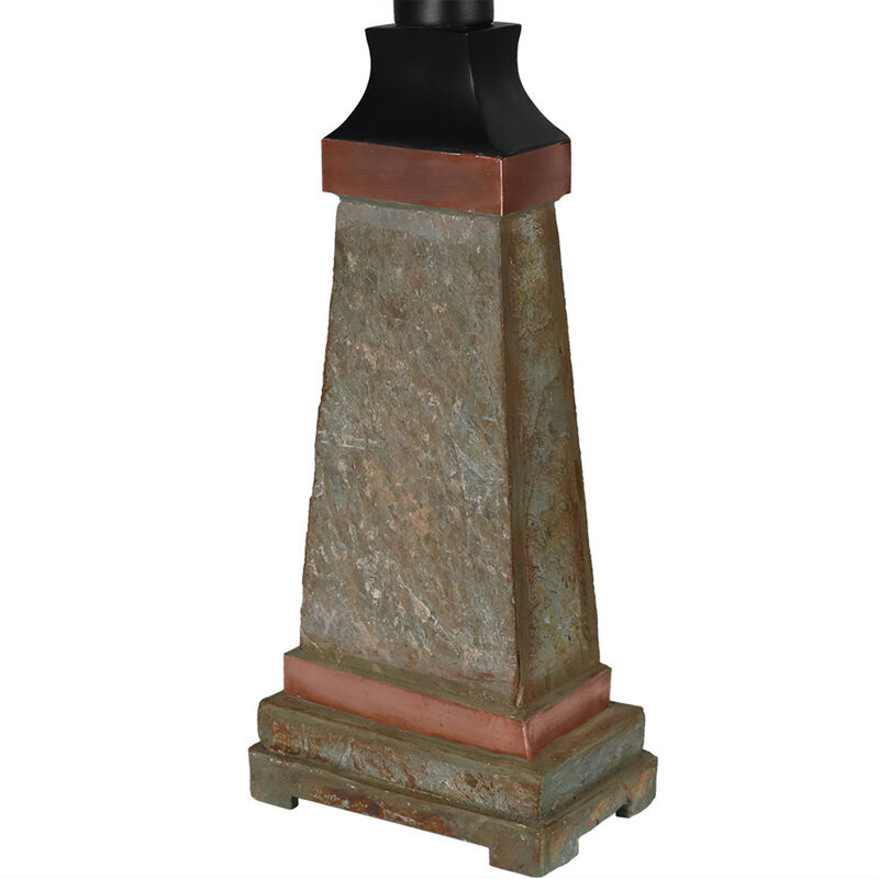 Sunnydaze 30 in Copper Trimmed Slate Indoor and Outdoor Table Lamp