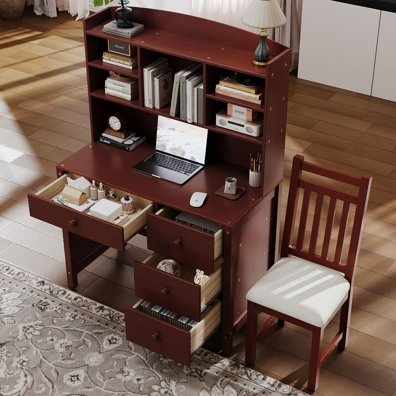 Merax Home Executive Desk and Upholstered Chair Set