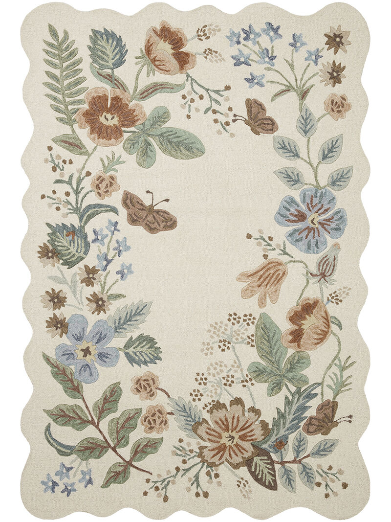 Silhouette SIH-02 Cream 18" x 18" Sample Rug by Rifle Paper Co.