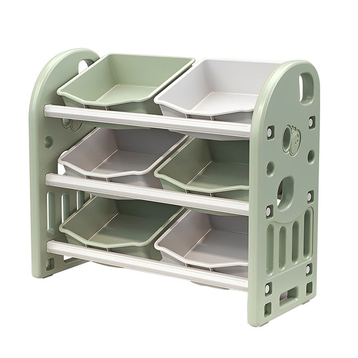 Multi-functional Kids Toy Organizer 6 Bins, Safe Materials, Large Capacity