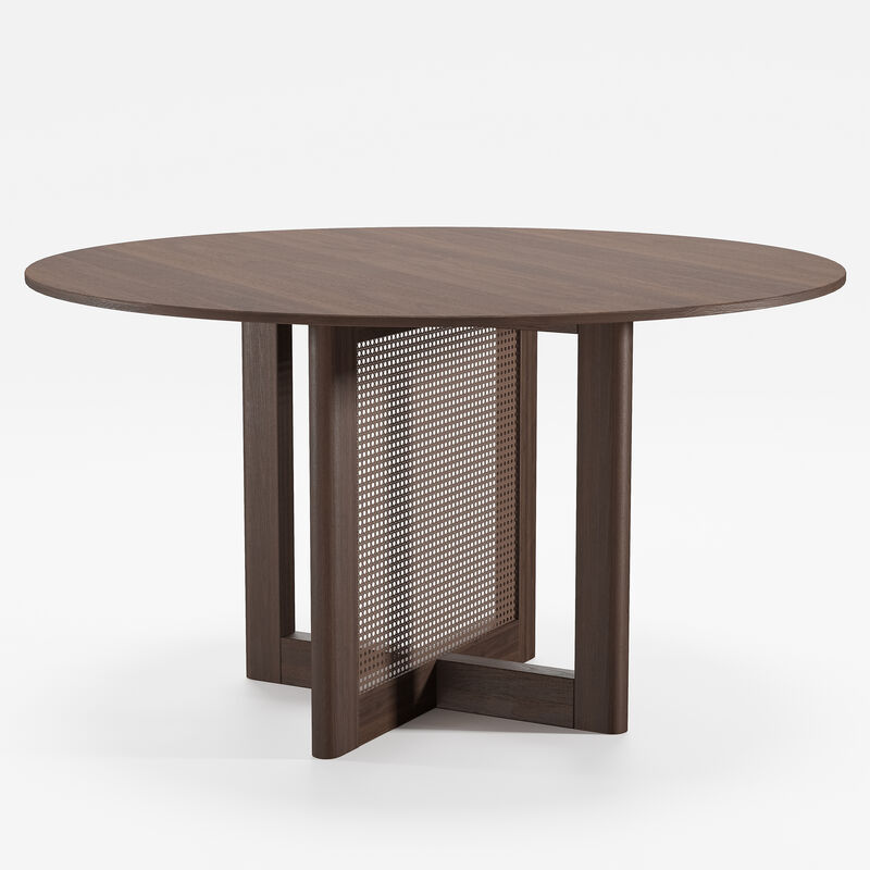 52 Cinna Modern Walnut Oak Wood Round Dining Table （Seats 6）