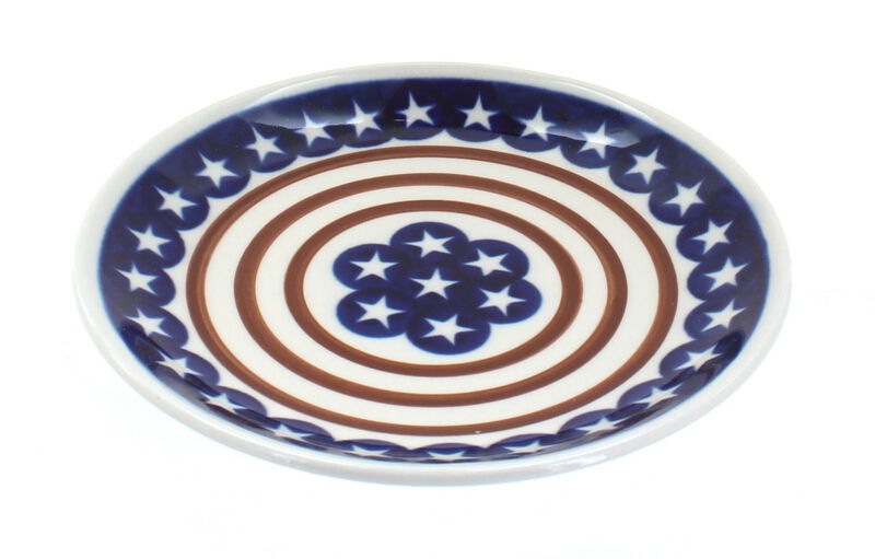 Blue Rose Polish Pottery Flowering Peacock Dessert Plate