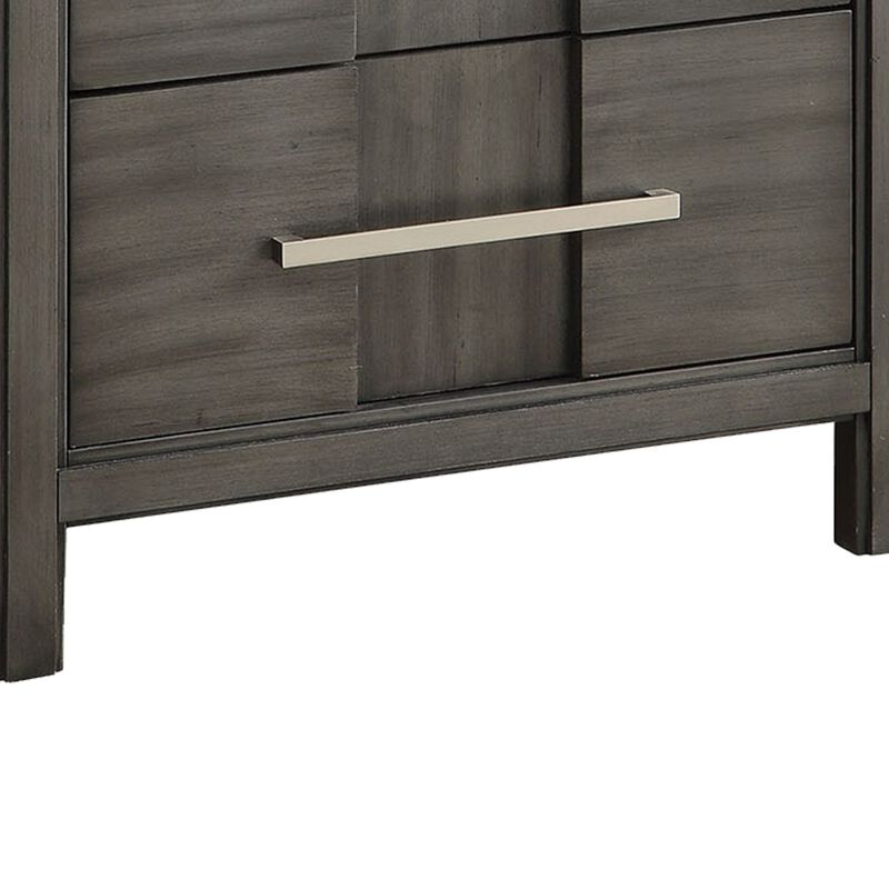 Transitional Solid Wood Nightstand With Two Drawers, Gray-Benzara