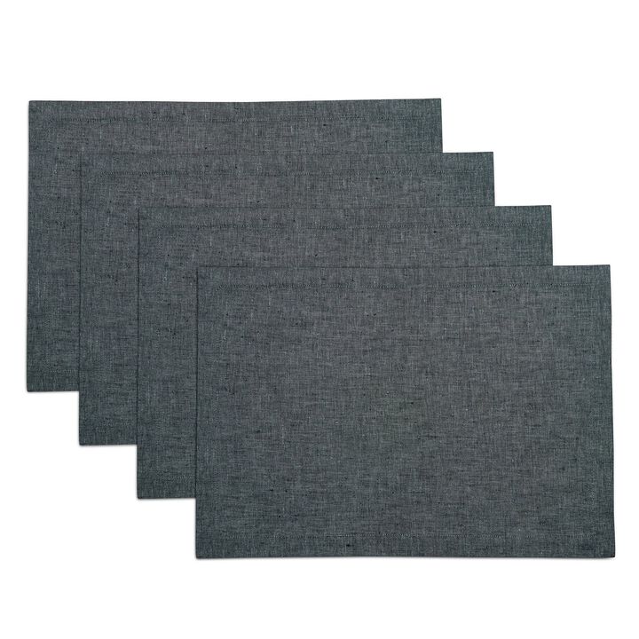 Solino Home 100% Pure Linen 14 x 19 Inch Placemats Set of 4 | Athena