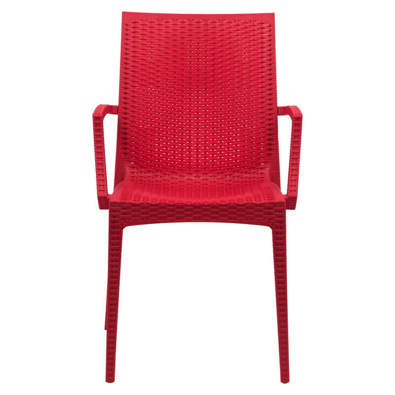 LeisureMod Weave Mace Indoor/Outdoor Chair (With Arms) in Green