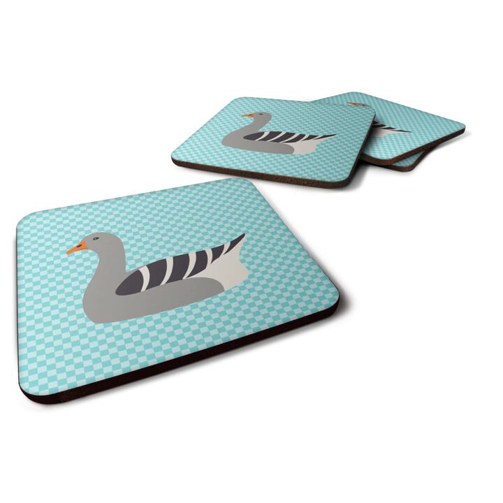 Caroline's Treasures Pilgrim Goose Blue Check Decorative coasters, 3.5, Multicolor