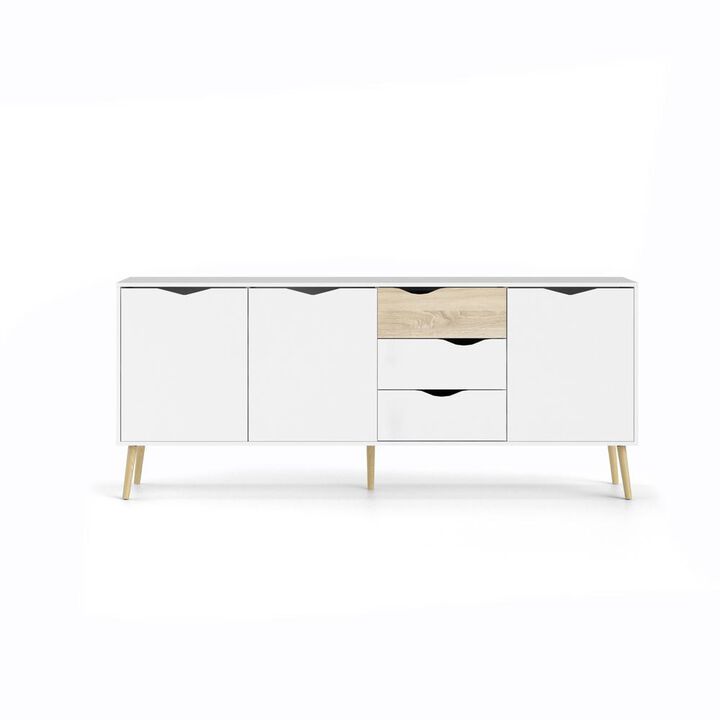 Tvilum Diana Sideboard with 3 Doors and 3 Drawers, White/Oak Structure