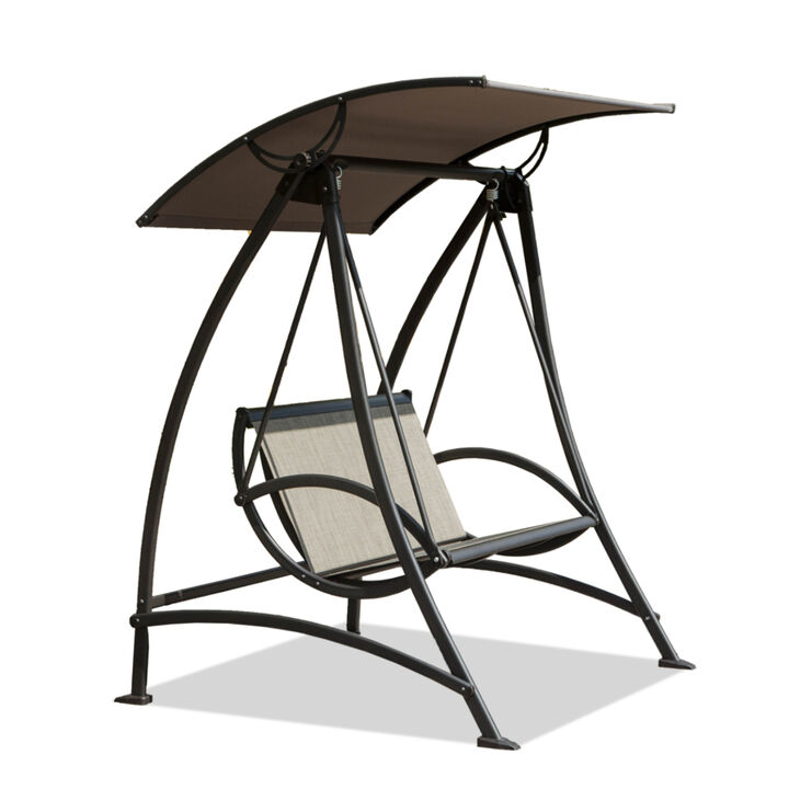 Adjustable Canopy Patio Swing with Steel Frame