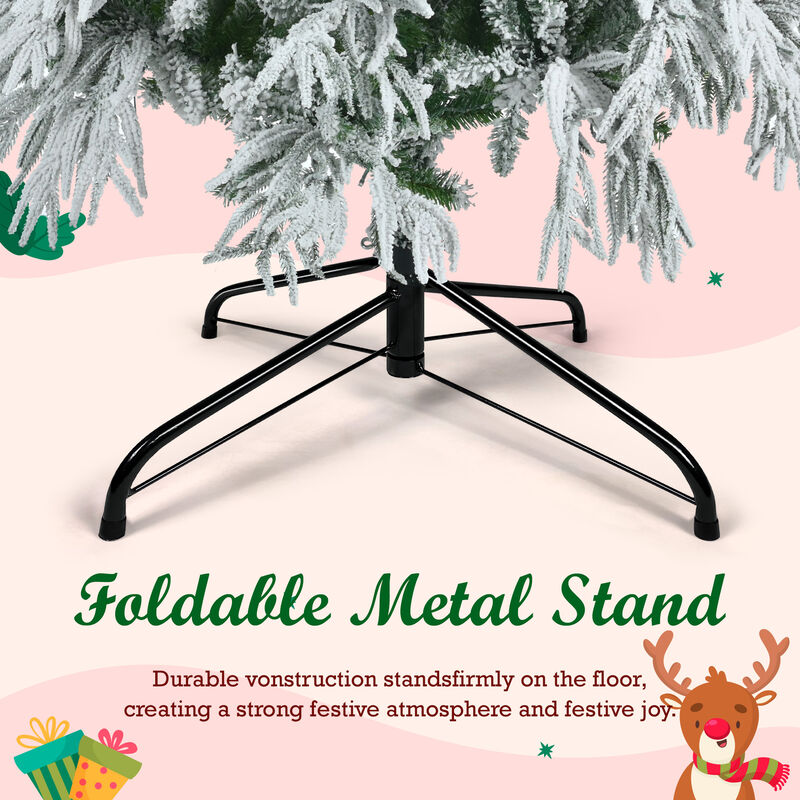 Merax Pre-Lit Spruce Snow Flocked Christmas Tree