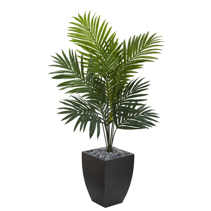 Hivvago 4.5 Feet Kentia Palm Artificial Tree in Black Wash Planter