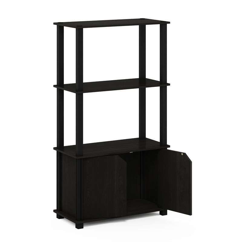Furinno Simplistic End Side Night Stand/Bedside Table with Stainless Steel Tubes, 2-Pack, 2-Tier Poles, Americano/Chrome